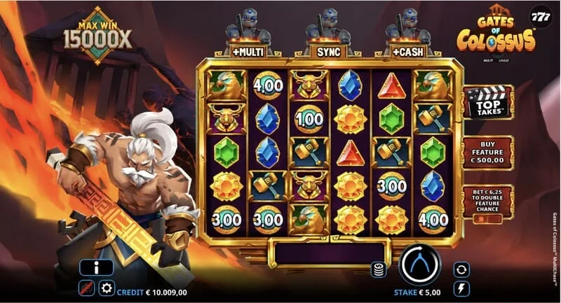 Gates of Colossus MultiChase – hovedskærm med 6×5 hjul